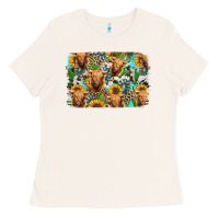 Bone highland cow western background Ladies Tee - Jasminsmagicworld