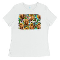 White highland cow western background Ladies Tee - Jasminsmagicworld