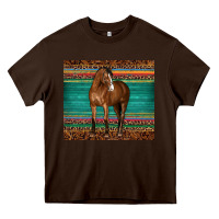 Chocolate Brown western horse serape  leather leopard Heavy Core Tee - BarkalooDesign