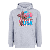 Heather Grey God Blessed the USA Heavyweight Hoodie - FaDigitalArtStudio