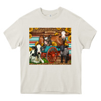 Farm Animals On An Old Wagon Heavy Core Tee | Teevron