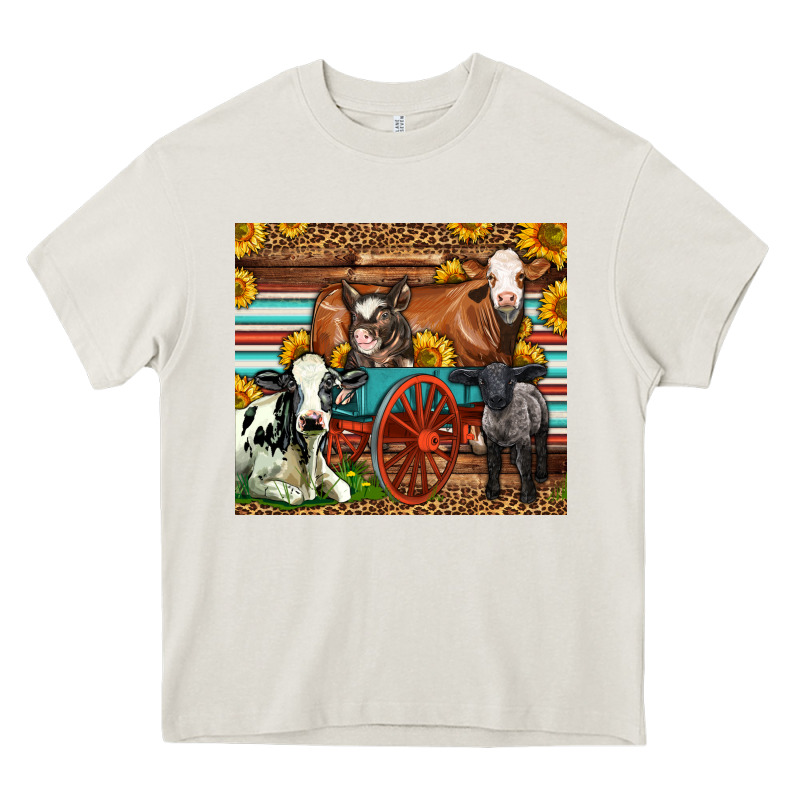 Farm Animals On An Old Wagon Heavy Core Tee by LillyAllenDesigns | Teevron