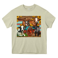 Mossy Farm Animals On An Old Wagon Heavy Core Tee - LillyAllenDesigns