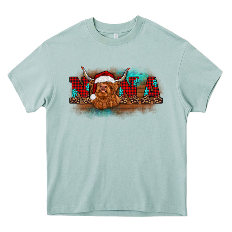 Christmas Nana Highland Cow Heavy Core Tee by BarkalooDesign | Teevron