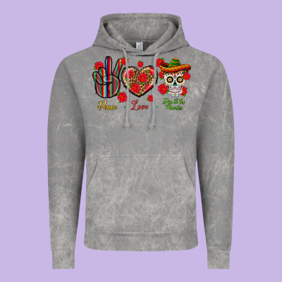 Peace Love Dia De Los Muertos Vintage Hoodie Designed By Bundleandbundleshop