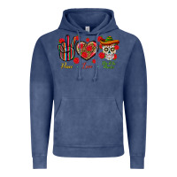 Vintage Denim Peace Love Dia De Los Muertos Vintage Hoodie - BundleAndBundleShop