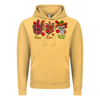 Vintage Mustard Peace Love Dia De Los Muertos Vintage Hoodie - BundleAndBundleShop