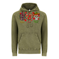 Vintage Olive Peace Love Dia De Los Muertos Vintage Hoodie - BundleAndBundleShop