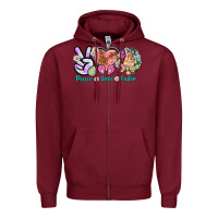 Burgundy Peace love Easter Day Zipper Hoodie - HowdyJamesFarm