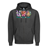 Charcoal Heather Peace love Easter Day Zipper Hoodie - HowdyJamesFarm