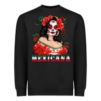 Black Mexicana with Skull Girl Heavyweight Sweatshirt - texasbilliewilder