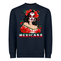 Navy Mexicana with Skull Girl Heavyweight Sweatshirt - texasbilliewilder