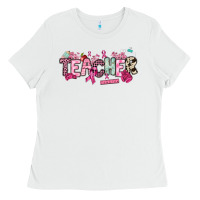 White cancer awareness teacher Ladies Tee - NancyCooperArtShop