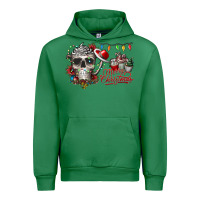 Emerald Merry Christmas  skull Urban Hoodie - CowhideDigitalArt