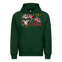 Forest Green Merry Christmas  skull Urban Hoodie - CowhideDigitalArt