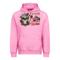 Fuchsia Pink Merry Christmas  skull Urban Hoodie - CowhideDigitalArt