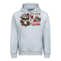 Heather Grey Merry Christmas  skull Urban Hoodie - CowhideDigitalArt