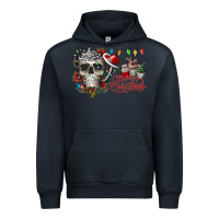 Navy Merry Christmas  skull Urban Hoodie - CowhideDigitalArt