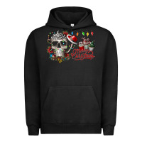 Pigment Black Merry Christmas  skull Urban Hoodie - CowhideDigitalArt