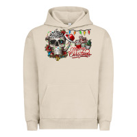 Pigment French Oak Merry Christmas  skull Urban Hoodie - CowhideDigitalArt