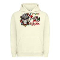 Pigment Pistachio Merry Christmas  skull Urban Hoodie - CowhideDigitalArt