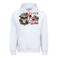 White Merry Christmas  skull Urban Hoodie - CowhideDigitalArt