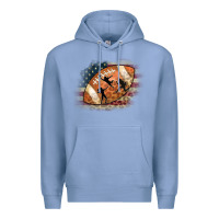 Colony Blue American Football Flag Players Premium Hoodie - CowCowDesign