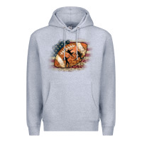 Heather Grey American Football Flag Players Premium Hoodie - CowCowDesign