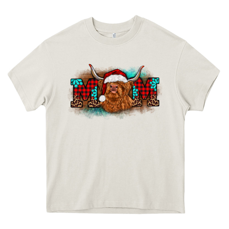 Christmas Mom Highland Cow Heavy Core Tee by BarkalooDesign | Teevron