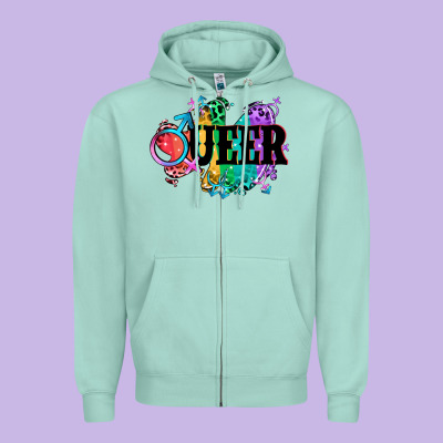 Queer Zipper Hoodie Designed By Cowgirlartshop