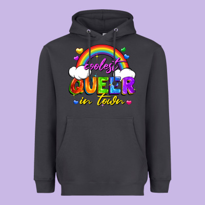 Coolest Queer In Town Heavyweight Hoodie Designed By Fadigitalartstudio
