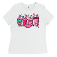 White cancer coffee cups Ladies Tee - NancyCooperArtShop