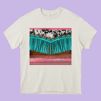 Western Fringe Cowhide Leopard Heavy Core Tee Designed By Barkaloodesign