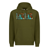 Army Green Mama Turquoise Tooled Premium Hoodie - CowCowDesign