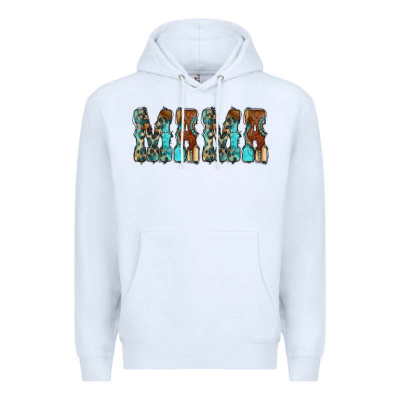 Mama Turquoise Tooled Premium Hoodie by CowCowDesign | Teevron