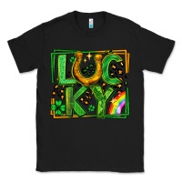 Black lucky horseshoe st patricks day leopard frame Classic Tee - LillyAllenDesigns