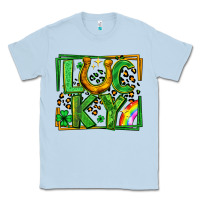 Dusty Blue lucky horseshoe st patricks day leopard frame Classic Tee - LillyAllenDesigns