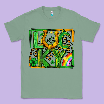 Lucky Horseshoe St Patricks Day Leopard Frame Classic Tee Designed By Lillyallendesigns