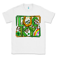 White lucky horseshoe st patricks day leopard frame Classic Tee - LillyAllenDesigns