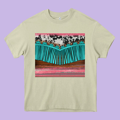 Western Fringe Cowhide Leopard Heavy Core Tee Designed By Barkaloodesign