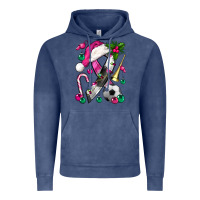 Vintage Denim Pink Christmas Breast Cancer Ribbon Soccer Vintage Hoodie - BundleAndBundleShop