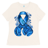 Bone blueribbon with boxing gloves Ladies Tee - NancyCooperArtShop