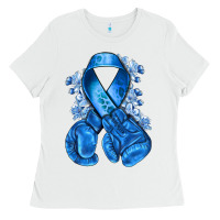 White blueribbon with boxing gloves Ladies Tee - NancyCooperArtShop