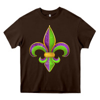 Chocolate Brown mardi gras fleur de lis leopard Heavy Core Tee - Jasminsmagicworld