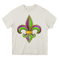 Cream mardi gras fleur de lis leopard Heavy Core Tee - Jasminsmagicworld