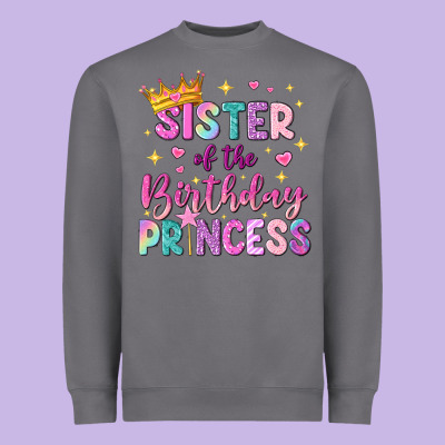 Sister Of The Birthday Princess Heavyweight Sweatshirt Designed By Nancycooperartshop