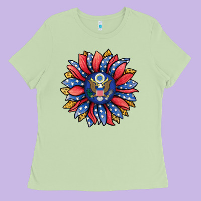 American Sunflower Ladies Tee Designed By Jasminsmagicworld