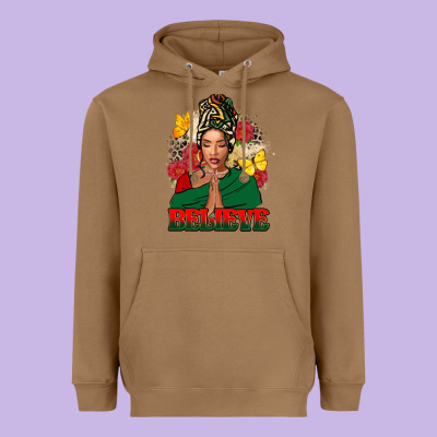Believe Black Woman Heavyweight Hoodie Designed By Fadigitalartstudio
