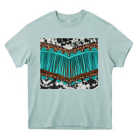 Arona western cowhide leopard turquoise fringed Heavy Core Tee - BarkalooDesign