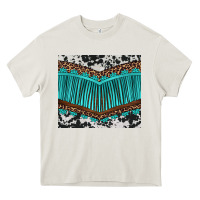 Cream western cowhide leopard turquoise fringed Heavy Core Tee - BarkalooDesign